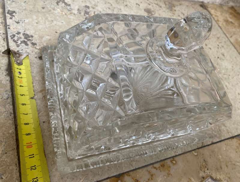 Vintage Crystal butter dish tray and lid
