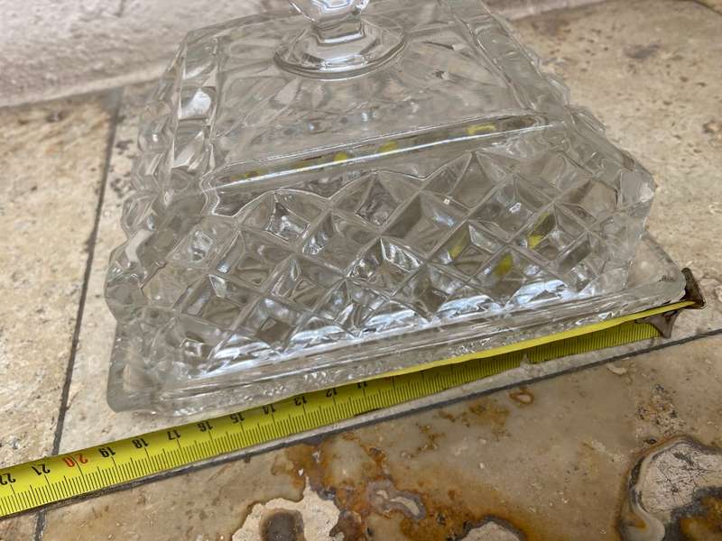 Vintage Crystal butter dish tray and lid