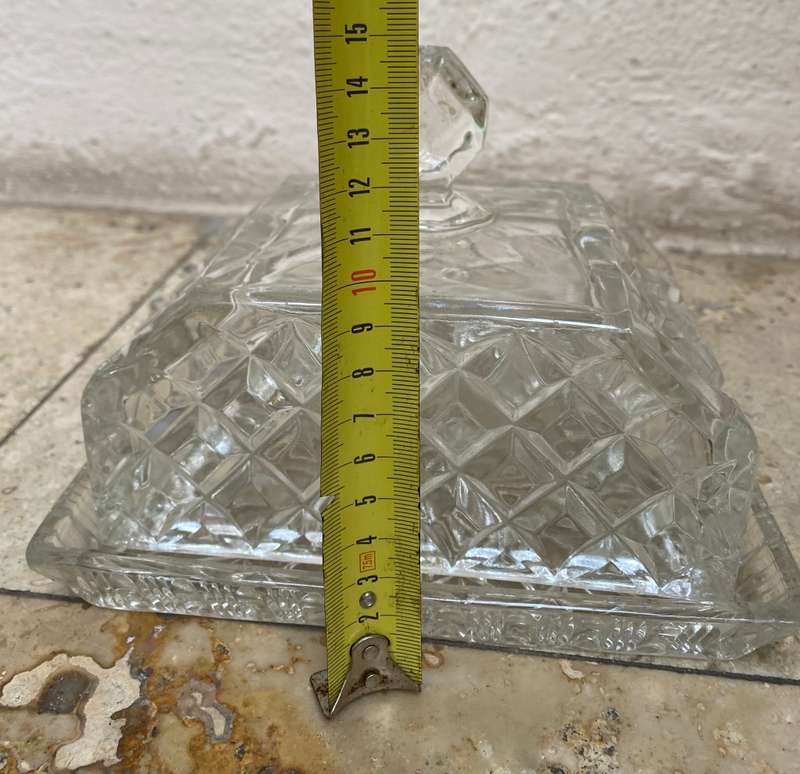 Vintage Crystal butter dish tray and lid