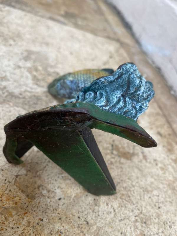 Vintage wright studios cast iron trout fish door stopper nautical