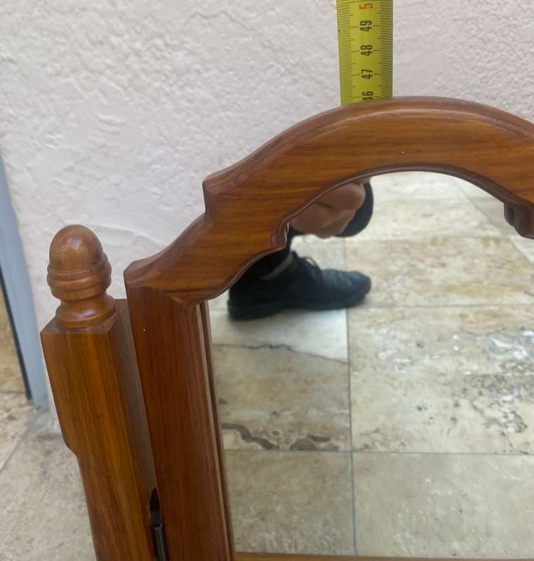 Fine wood table top vanity dresser with flip mirror and drawer