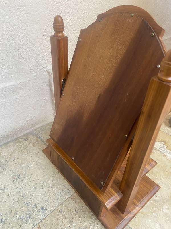 Fine wood table top vanity dresser with flip mirror and drawer