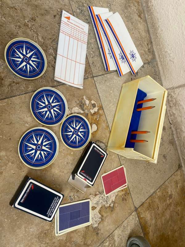 Vintage safmarine container bridge set with coasters British airways cards