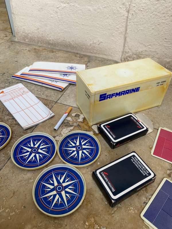 Vintage safmarine container bridge set with coasters British airways cards