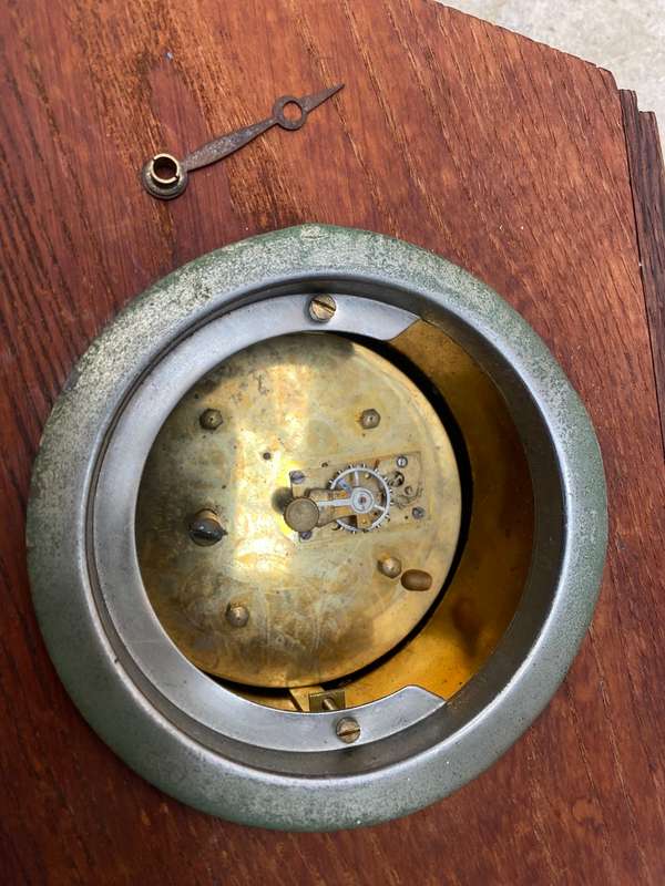 Old solid wood French wooden mantle clock TLC