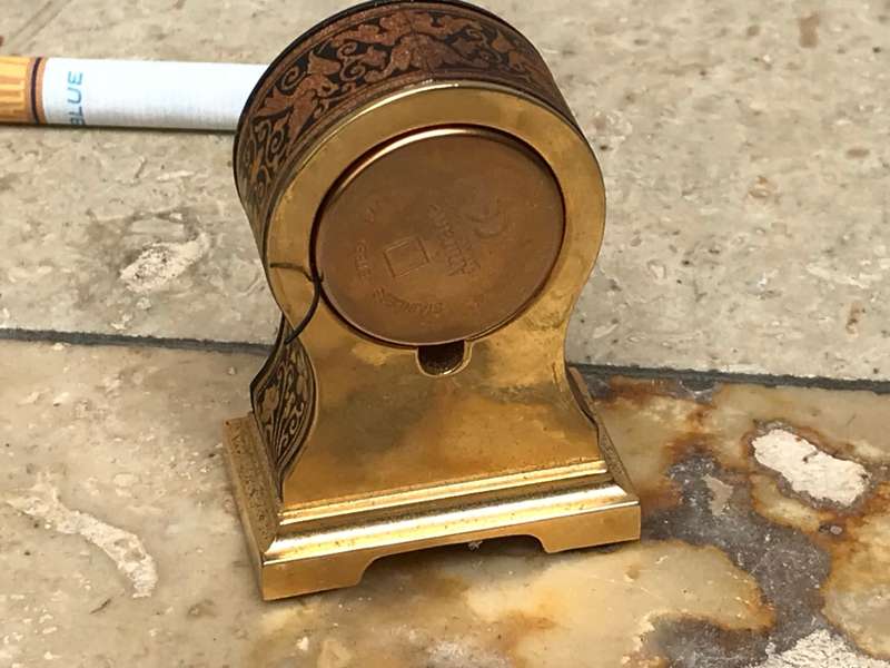 Vintage Anframa Damasquinados Miniature mantle  Clock 24k Gold Toledo Needs Battery