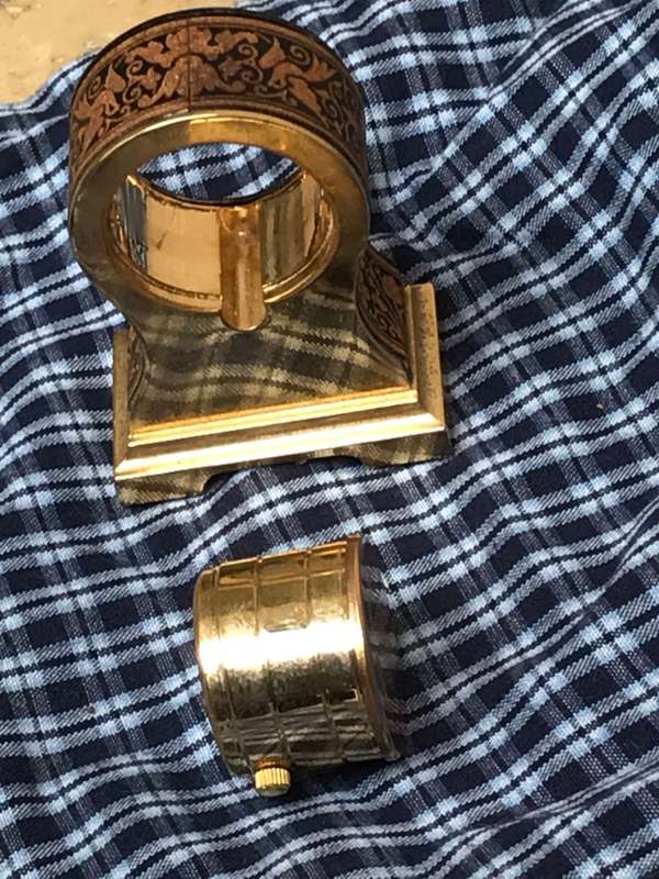 Vintage Anframa Damasquinados Miniature mantle  Clock 24k Gold Toledo Needs Battery