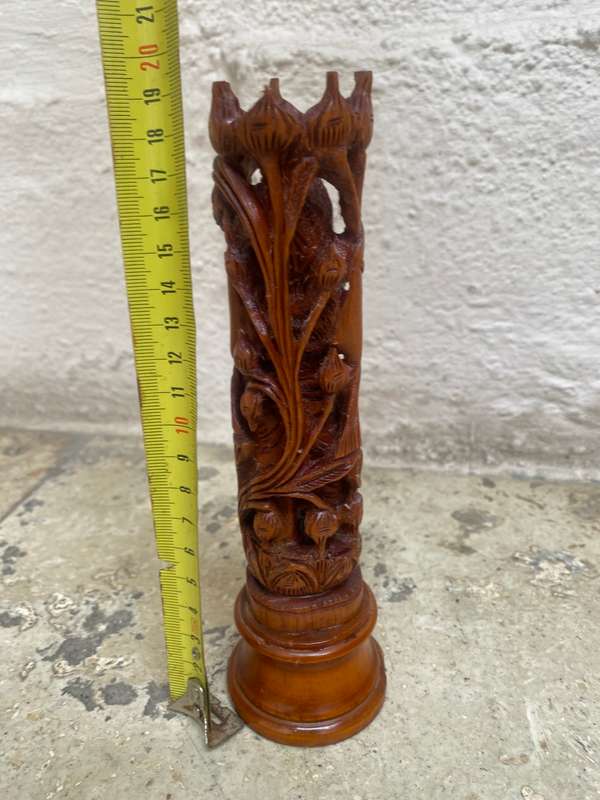 Vintage Standing Radha Krishna wood carving Indian statue 20cm
