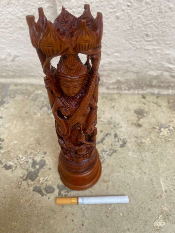 Vintage Standing Radha Krishna wood carving Indian statue 20cm