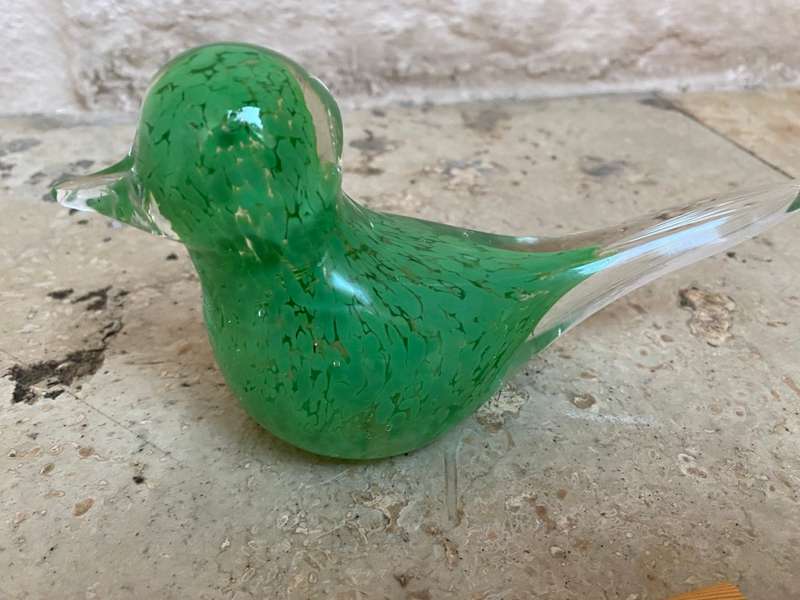 Murano glass bird green medium size paperweight