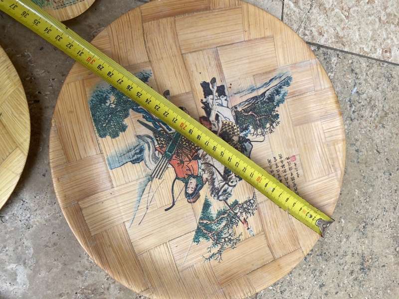 vintage bamboo plates made in Taiwan set of 9