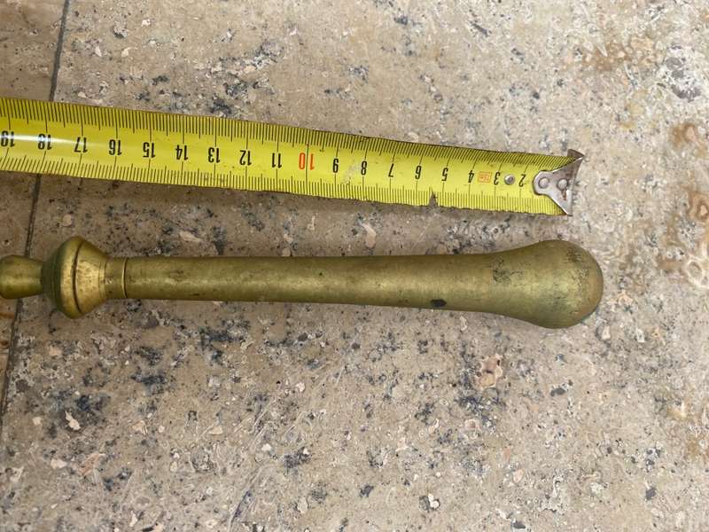 Vintage heavy brass mortar and pestle no 8 , with signs of age