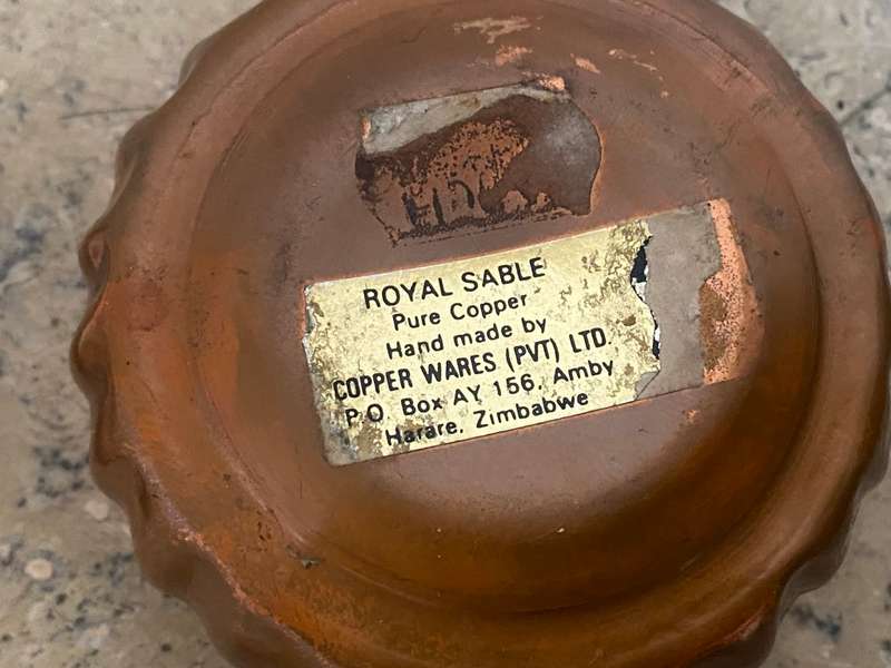Vintage royal sable copper pin trinket box with thimble