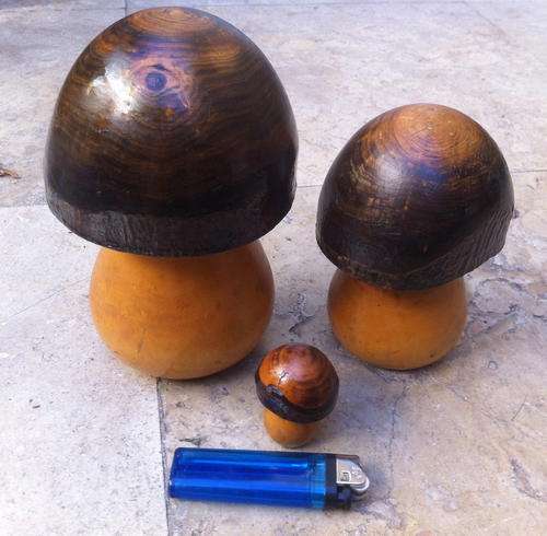 vintage wooden mushrooms