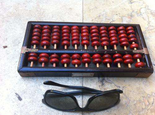 vintage Abacus with Brass Accents red lion
