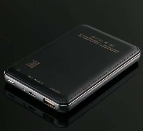 12 000 mAh Solar bank, leather lookalike