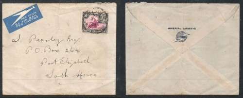 Kenya Uganda Tanganyika, GVR, air,50c, KISUMU KENYA 9 SE 35 c.d.s. > S.Africa. IMPERIAL AIRWAYS imp