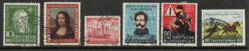 Germany, 1950 - 3.Luther, Mona Lisa, Schultz, road safety, etc 6 x used stamps