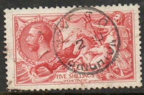 Great Britain, GVR, 1919 Bradbury Wilkinson printing, 5/, c.d.s. used,