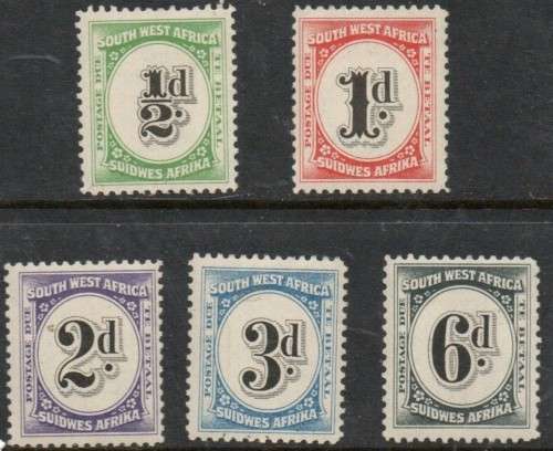 South West Africa. 1931 Postage Due, 1/2d - 6d, MNH **