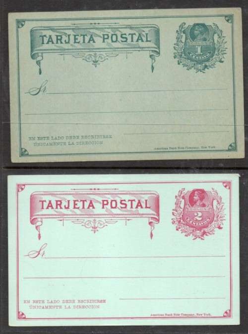 Chile postal stationery post cards 1c & 2c ,unused