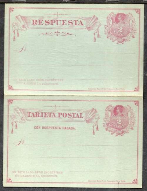 Chile 1882 postal stationery reply post card 2c + 2c, unused