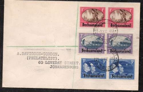 Bechuanaland GVIR, Victory set , plain FDC, MAFEKIN 3 XII 45 c.d.s.