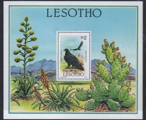 Lesotho, miniature sheet 1985 succulents and eagles, MNH **
