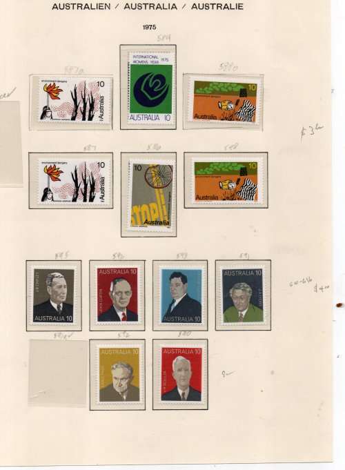 Australia 1975, environmental dangers, women`s year, road safety,  prime ministers, MNH **