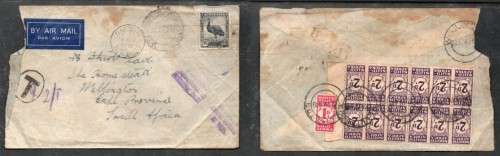 S.Africa postage due, 2d x 4 units1d single WELLINGTON 22 IV 48 cds - cover DARWIN AUSTRALIA 7 APR