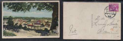 Netherlands, Valkenburg Panorama, used 1 1/2c, HEERLEN 26 VII 193? c.d.s. > A`dam