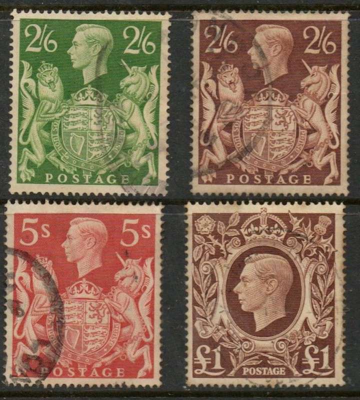 Great Britain, GVIR, 1938 > 2`6, 2`6, 5/, £1, used