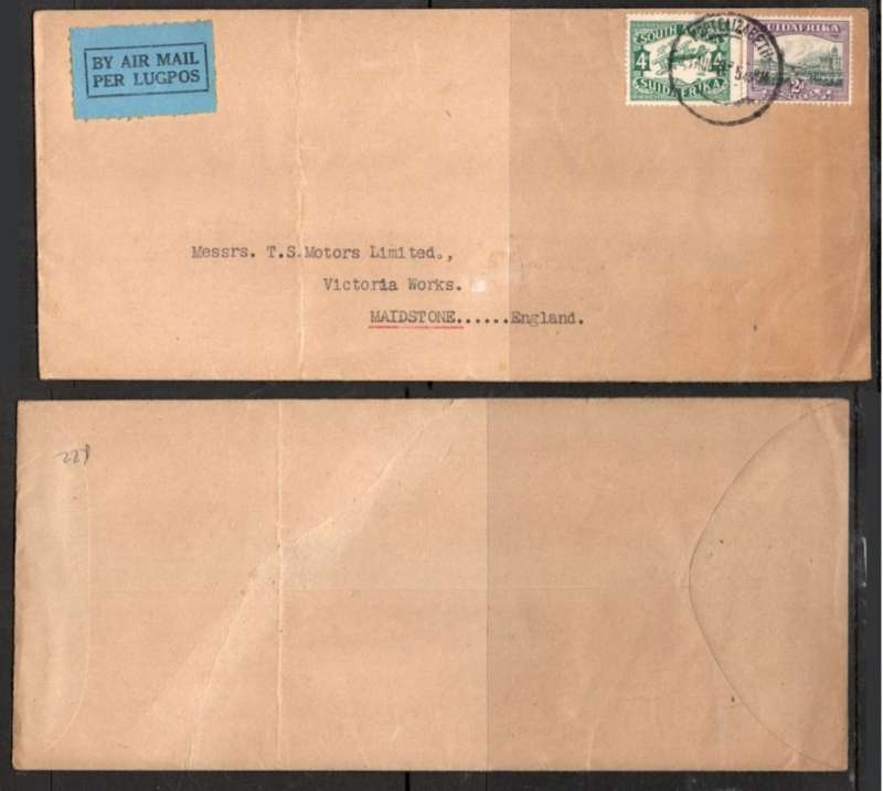 S. Africa, GVR, 6d airmail cover PORT ELIZABETH c.d.s. > England