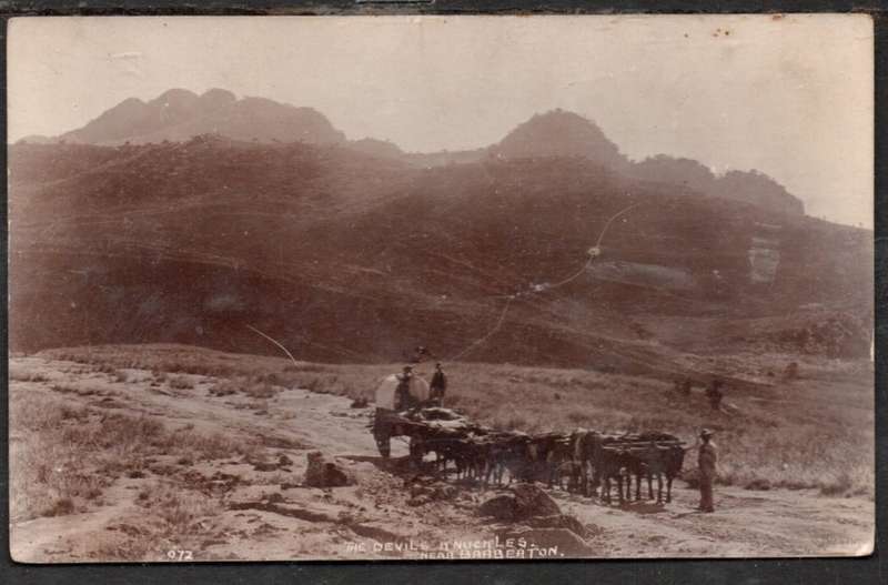 South Africa, The Devil`s Knuckles near Barberton. oxwagon in foreground, photo