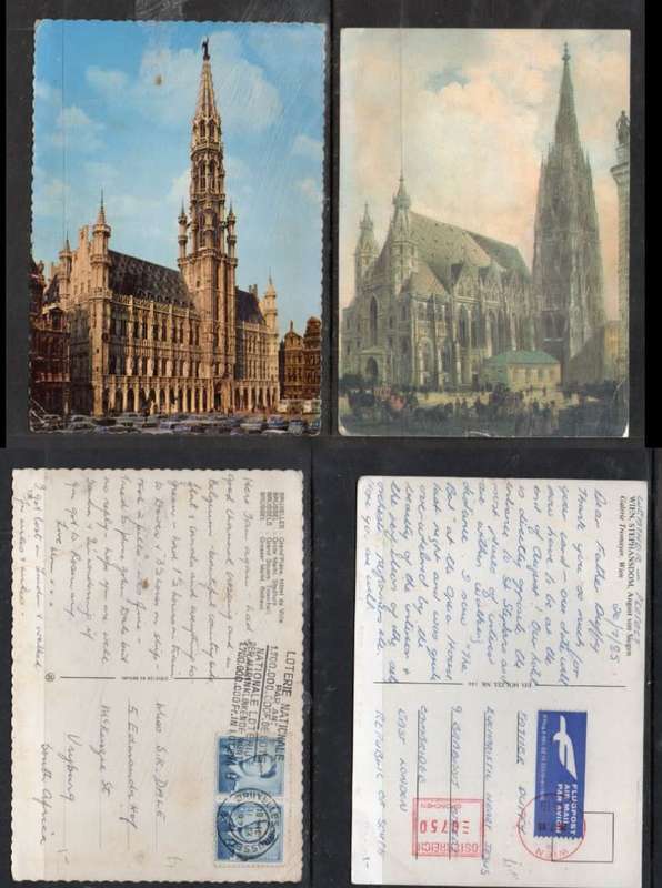 Belgium, Bruxelles, Grand Palce, Hotel de Ville, photo card and August van Siegen painting, used >