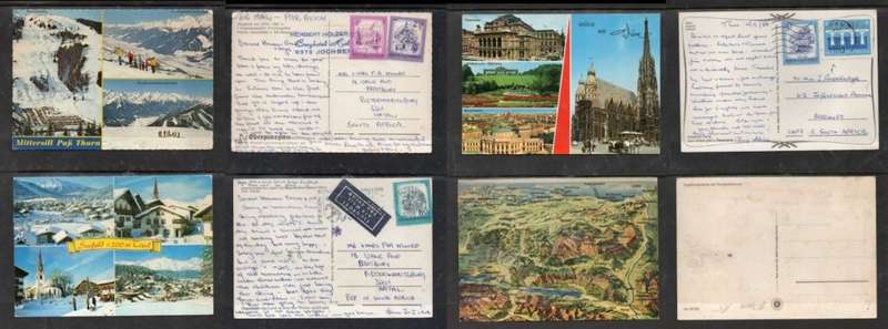 Austria, 1980s, 3 x multi view, used > S.Africa Vienna, Mittersill pass Thurn, Seefeld +1 x aerial