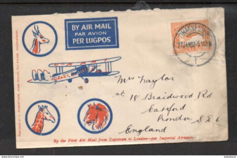 South Africa, Imperial Airways, First Flight Capetown to London, 1/, JOHANNESBURG 27 JAN 32 c.d.s.