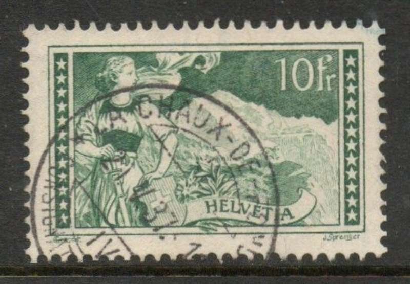 Switzerland, 1930, 10Fr green, landscape, used