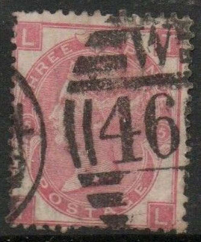 Great Britain, VRI, 1868, 3d, rose, plate 5, used, barred oval W 46_duplex