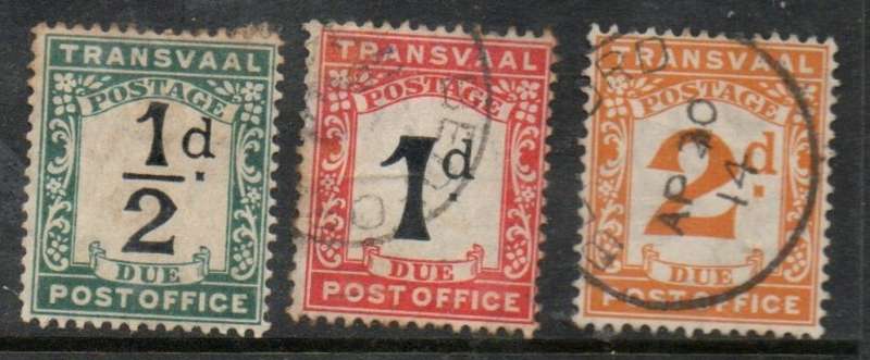 South Africa, Transvaal postage due, 1/2d. 1d. 2d used (2d used in BEDFORD Cape province)
