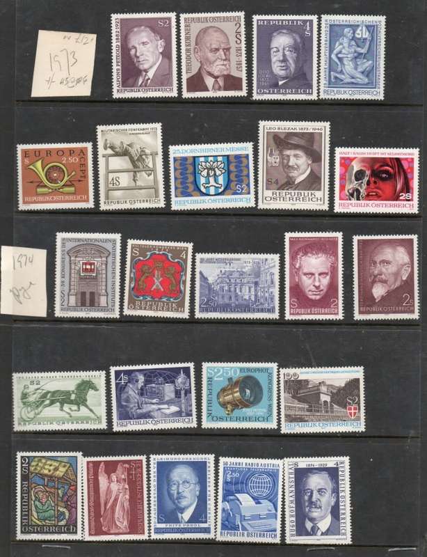 Austria, 1973 -4, commemmorative stamps MNH **, fine and fresh