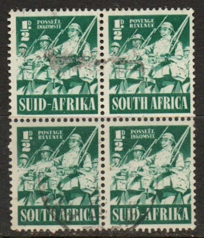 South Africa, 1941, War Effort, 1/2d block of 4, used