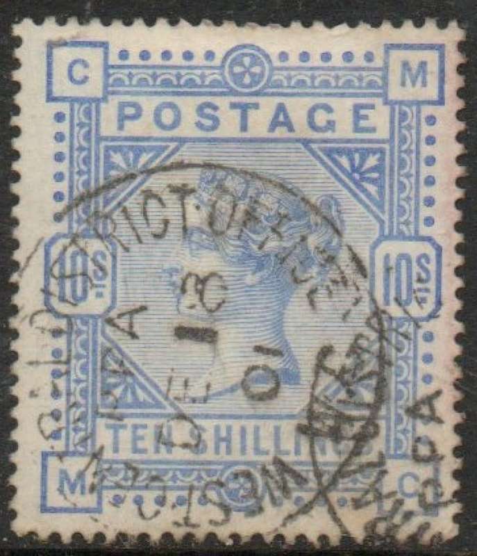 Great Britain, VRI, 1883 10/ ultramarine, WEST CENTRAL DISTRICT OFFICE -W.C. - DE 18 01 c.d.s.