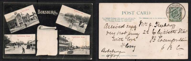 South Africa, Boksburg Multiview, used 1/2d BOKSBURG 6 SP 076 c.d.s. >Bloemfontein, Sallo Epstein (