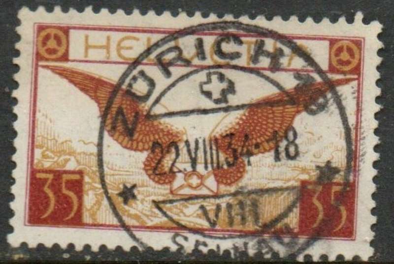 Switzerland, 1933, air mail, 35cents, used ZURICH 22.VIII.34 c.d.s.