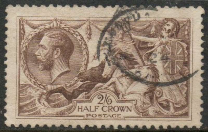 Great Britain, GVR, 1918, 2/6, pale brown, Bradbury Wilkinson printing, c.d.s used
