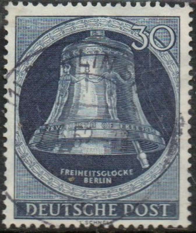 Germany, Berlin, 1951, 30pf, bell, clapper right, used