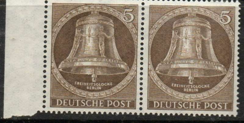 Germany, Berlin, 1953, 5pf, bell, clapper central, pair MNH **