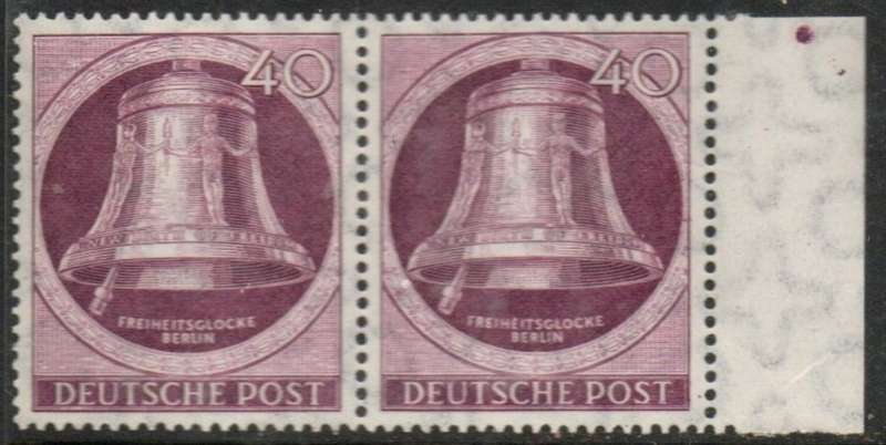 Germany, Berlin, 1951,40pf, bell, clapper left, pair MNH **