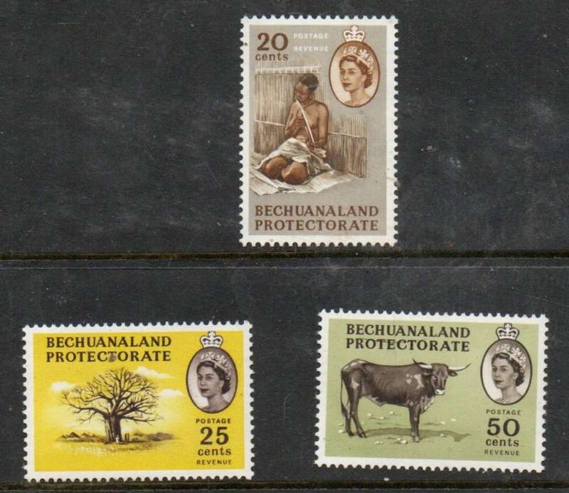 Bechuanaland, EIIR, 1961, 20c, 25c, 50c, MNH**